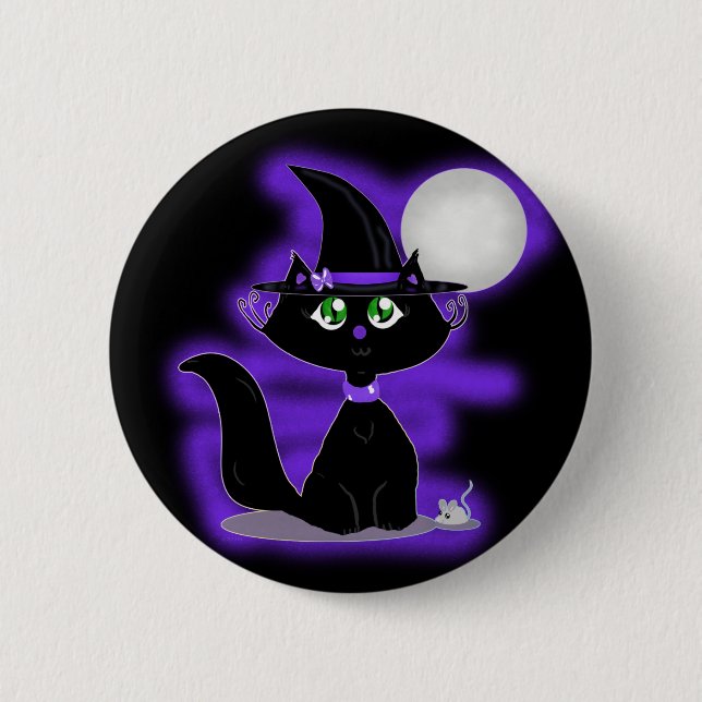 Badge Rond 5 Cm Halloween Chat et souris de jouets (Devant)