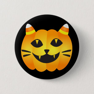 Badge Rond 5 Cm Halloween Chat-o'-Lanterne