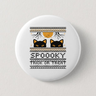 Badge Rond 5 Cm Halloween chat Yeux Éffrayant Trick Ou Treat Gr te