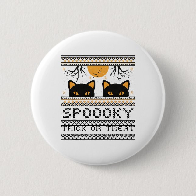 Badge Rond 5 Cm Halloween chat Yeux Éffrayant Trick Ou Treat Gr te (Devant)