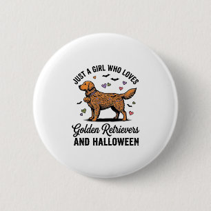 Badge Rond 5 Cm Halloween Chienne Maman Rétro Golden Retriever Fil