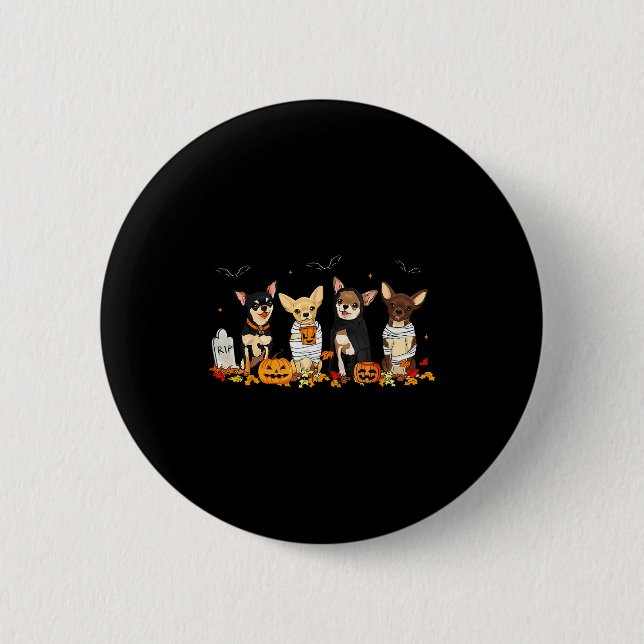 Badge Rond 5 Cm Halloween Chihuahua Ghost Soky Chihuahua Lovers Do (Devant)