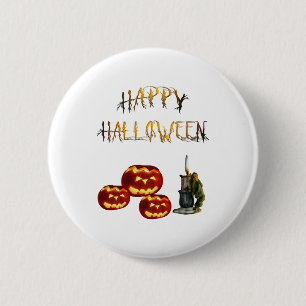 Badge Rond 5 Cm Halloween citrouille