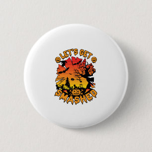 Badge Rond 5 Cm Halloween Citrouille Arbre Chauve-Souris Effrayant
