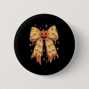Badge Rond 5 Cm Halloween Citrouille Bow Candy Corn