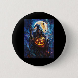Badge Rond 5 Cm Halloween Citrouille Éffrayant Design Scandale Gri