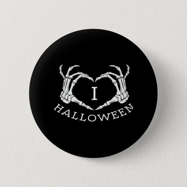 Badge Rond 5 Cm Halloween! Classique - Skeleton Hands Heart (Devant)