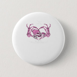Badge Rond 5 Cm Halloween Coeur crâne mains Skeleton Beanie Design