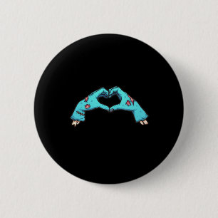 Badge Rond 5 Cm Halloween Coeur des mains Zombie Éffrayant
