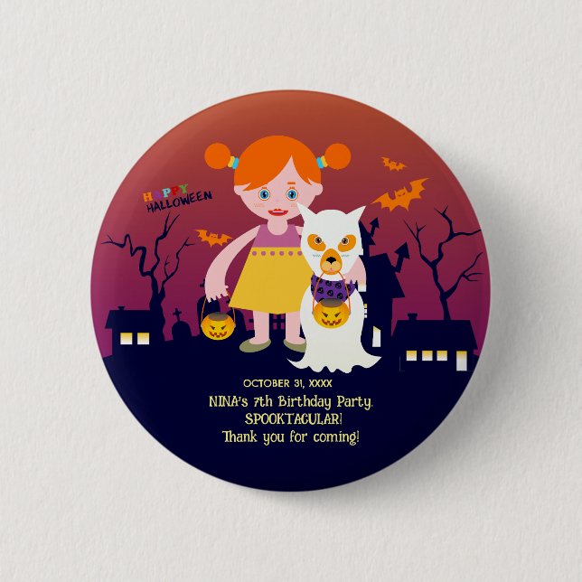 Badge Rond 5 Cm Halloween Costume fille fête d'anniversaire (Devant)