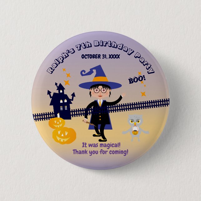Badge Rond 5 Cm Halloween Costume garçon Assistant Anniversaire Fê (Devant)