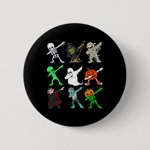 Badge Rond 5 Cm Halloween Dabbing Skeleton sorcier et monstres gar