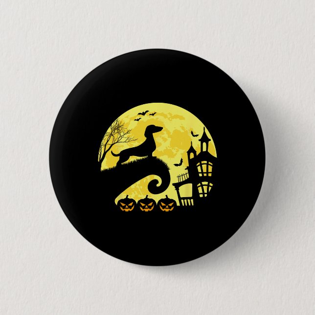 Badge Rond 5 Cm Halloween Dachshund Weenie Wiener Moonshine Sausag (Devant)