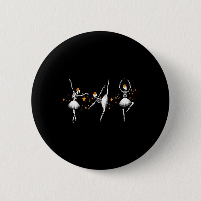 Badge Rond 5 Cm Halloween Danser Squelette Ballerina Ballet Femmes (Devant)