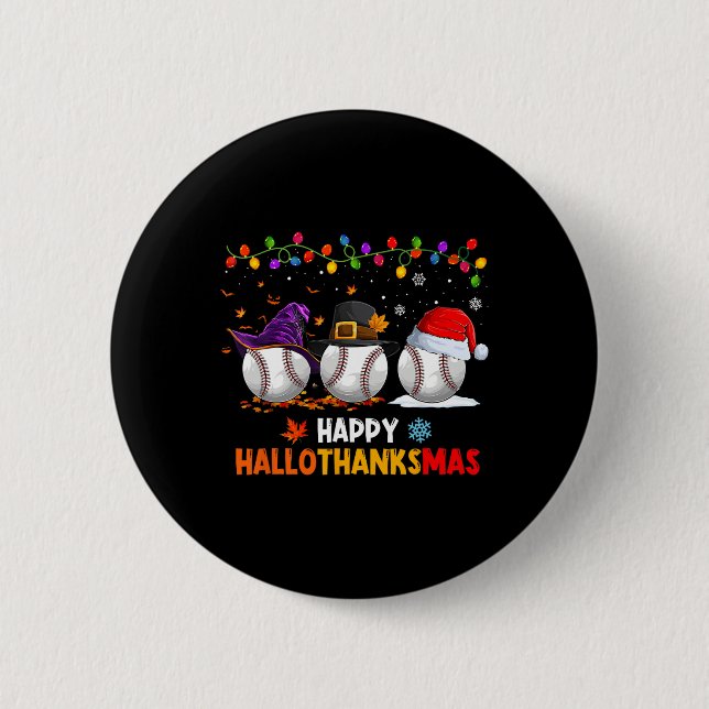 Badge Rond 5 Cm Halloween de baseball Thanksgiving Noël Hallotha (Devant)