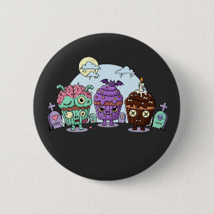 Badge Rond 5 Cm Halloween de Cupcake Zombie