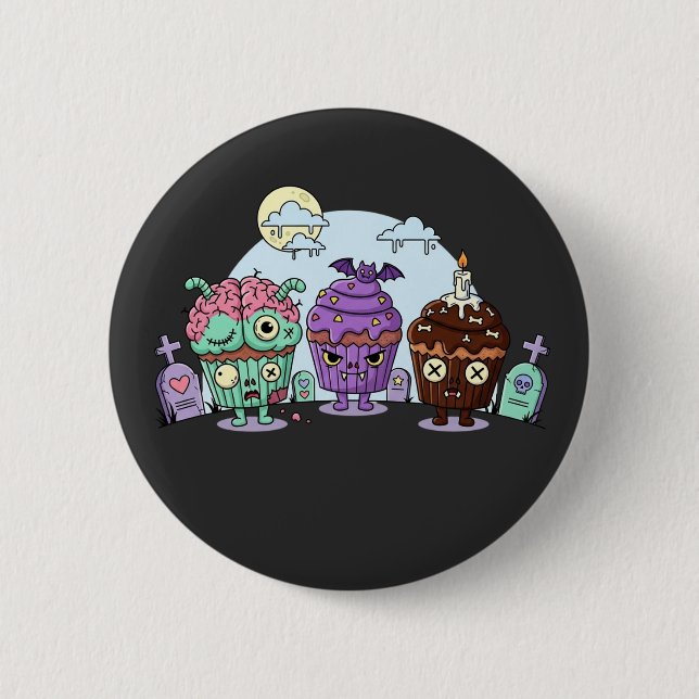 Badge Rond 5 Cm Halloween de Cupcake Zombie (Devant)
