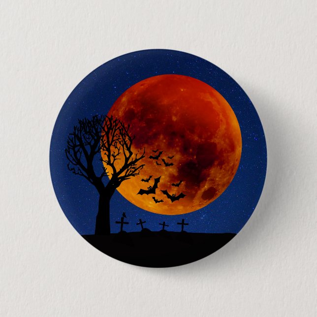Badge Rond 5 Cm Halloween de la lune de récolte (Devant)