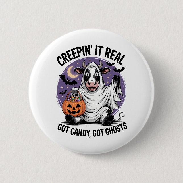 Badge Rond 5 Cm Halloween de la vache à Creepin (Devant)