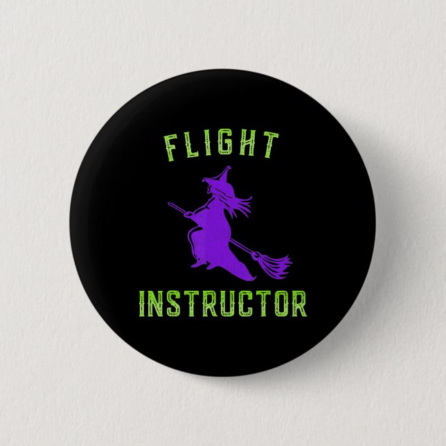 Badge Rond 5 Cm Halloween de sorcière instructeur de vol (Devant)