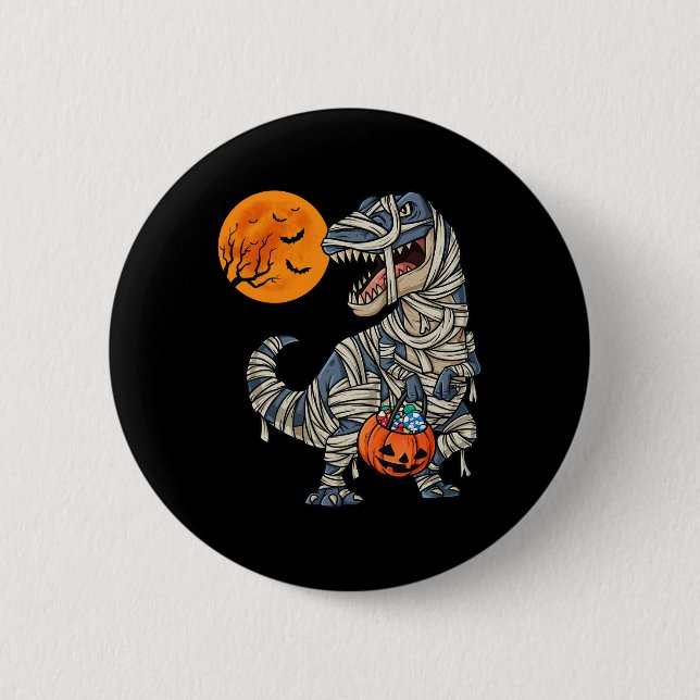 Badge Rond 5 Cm Halloween Dinosaur maman T Rex Scary Garçons Enfan (Devant)