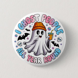 Badge Rond 5 Cm Halloween drôle transgenre - Je Ghost People