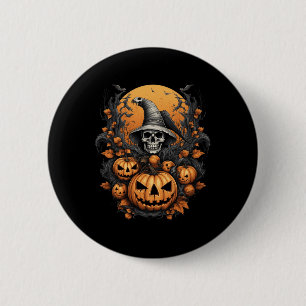 Badge Rond 5 Cm Halloween éffrayant Citrouille crâne sorcier