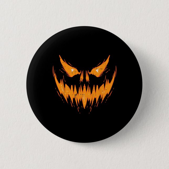 Badge Rond 5 Cm Halloween Éffrayant Jack-o'-lantern Face Citrouill (Devant)