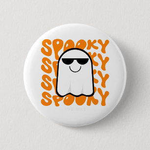 Badge Rond 5 Cm Halloween Éffrayant orange noir