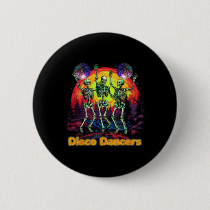 Badge Rond 5 Cm Halloween Éffrayant Skeleton Disco Dancers Danser