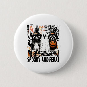 Badge Rond 5 Cm Halloween éffrayante Et Férale Cute Ghost Raccoon