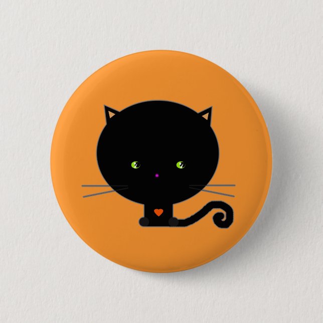 Badge Rond 5 Cm Halloween Épinglette Chat Kawaii (Devant)