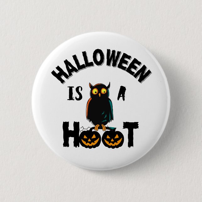 Badge Rond 5 Cm Halloween est une saison de Hoot (Devant)