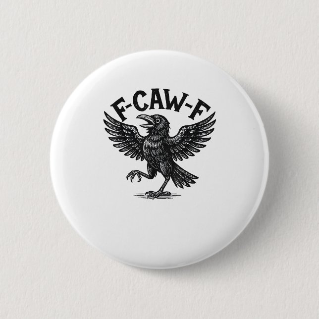 Badge Rond 5 Cm Halloween F-Caw-F Bird Crow Women Men Minimal Clea (Devant)