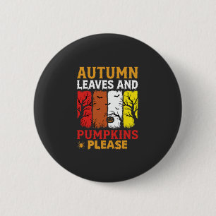 Badge Rond 5 Cm Halloween Feuilles d'Automne et Citrouilles Design