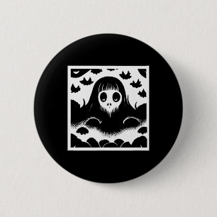 Badge Rond 5 Cm Halloween Fille Fantôme Éffrayante Effraction Ghom