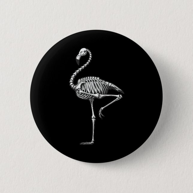 Badge Rond 5 Cm Halloween Flamant rose squelette (Devant)