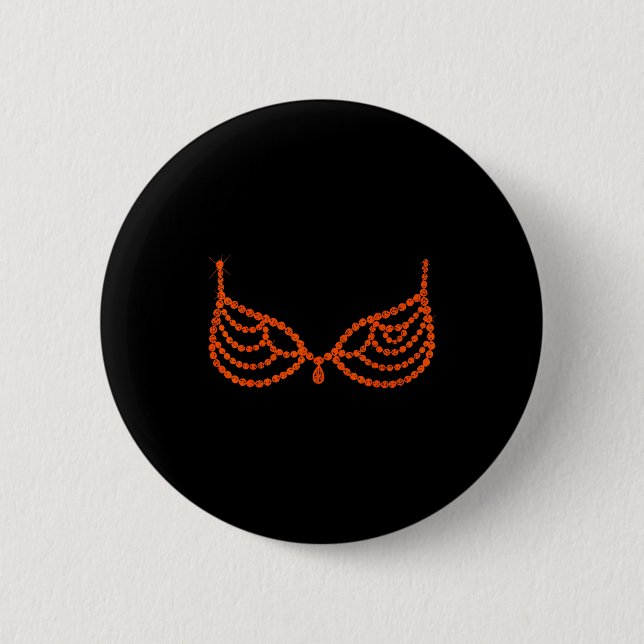 Badge Rond 5 Cm Halloween Funny Showgirl Orange Crystal Bra Lazy C (Devant)