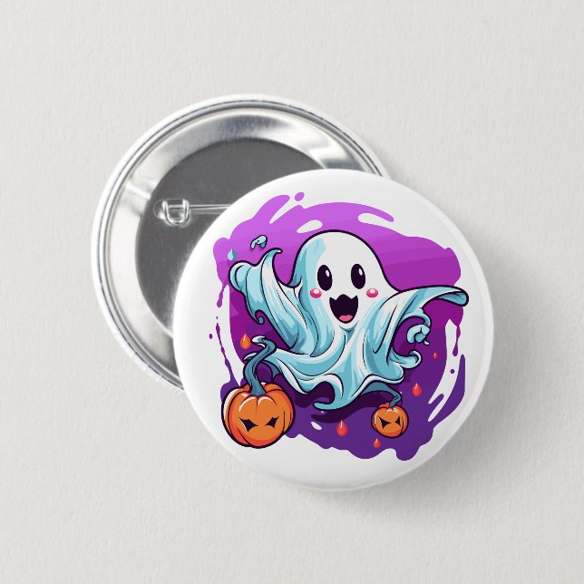 Badge Rond 5 Cm Halloween Ghost Pin (Devant & derrière)
