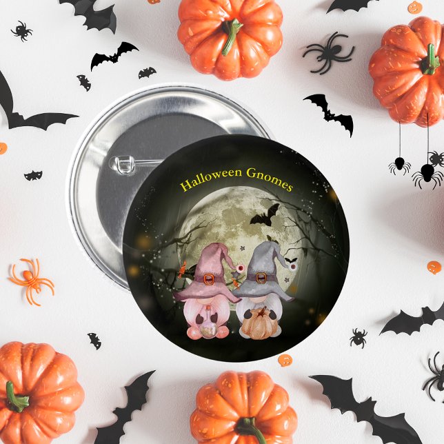 Badge Rond 5 Cm Halloween Gnomes Pleine lune Famille Pin-Back (Halloween Gnomes Full Moon Family Pin-Back Button)