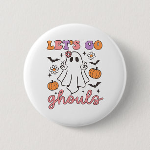Badge Rond 5 Cm Halloween Go Ghouls Ghost Retro Costume femme