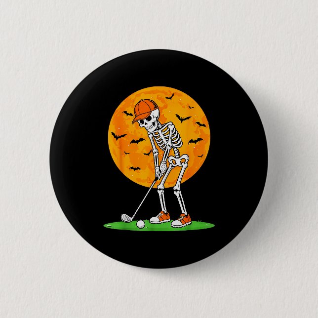 Badge Rond 5 Cm Halloween Golf Skeleton Soky Golfer Halloween Golf (Devant)