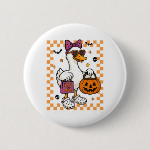 Badge Rond 5 Cm Halloween Goose Ghost Bow Coquette Trucs Ou Traite
