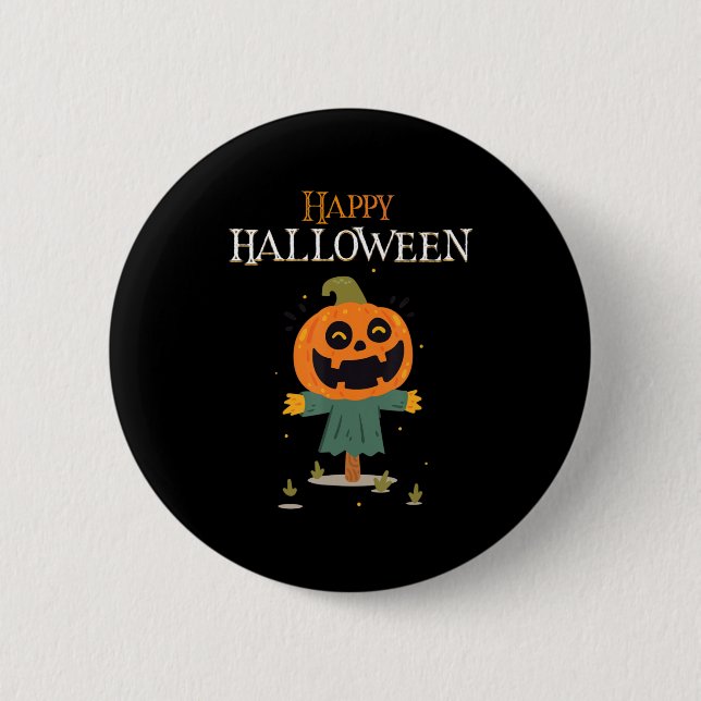 Badge Rond 5 Cm Halloween heureux citrouille (Devant)