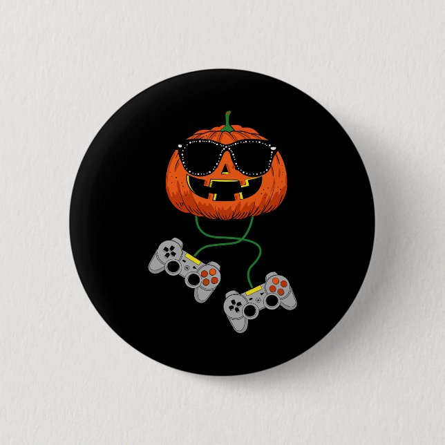 Badge Rond 5 Cm Halloween Jack-o'-lantern Gamer Boys Enfants Homme (Devant)