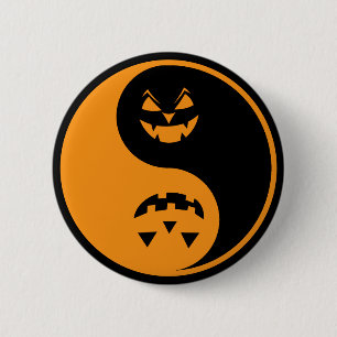 Badge Rond 5 Cm Halloween Jack o-lanterne Yin Yang