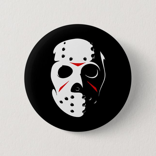 Badge Rond 5 Cm Halloween Jason Hockey Mask Vendredi 13 (Devant)