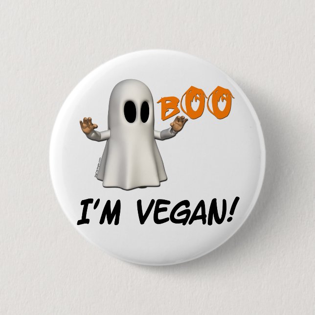 Badge Rond 5 Cm Halloween je suis Vegan (Devant)