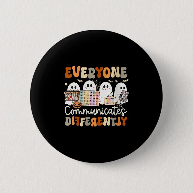Badge Rond 5 Cm Halloween Les Femmes Communiquent Toutes Différemm (Devant)