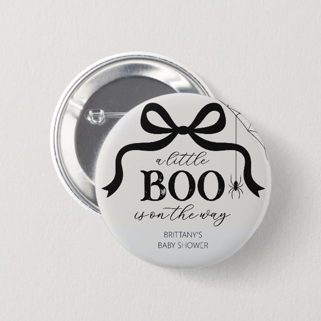 Badge Rond 5 Cm Halloween Little Boo Baby Shower (Devant & derrière)